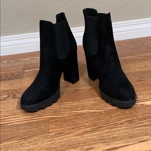 Black velvet platforms